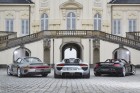 Drei Porsche-Supersportwagen unter sich: 918 Spyder, Carrera GT und 959 (von links)